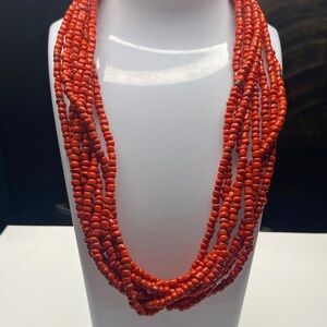 Vintage Multi-Strand Red Jasper Stone Beaded Necklace